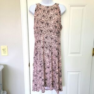 Tommy Hilfiger Halter Neck Sleeveless Rayon Pink Black Floral Dress Size 8